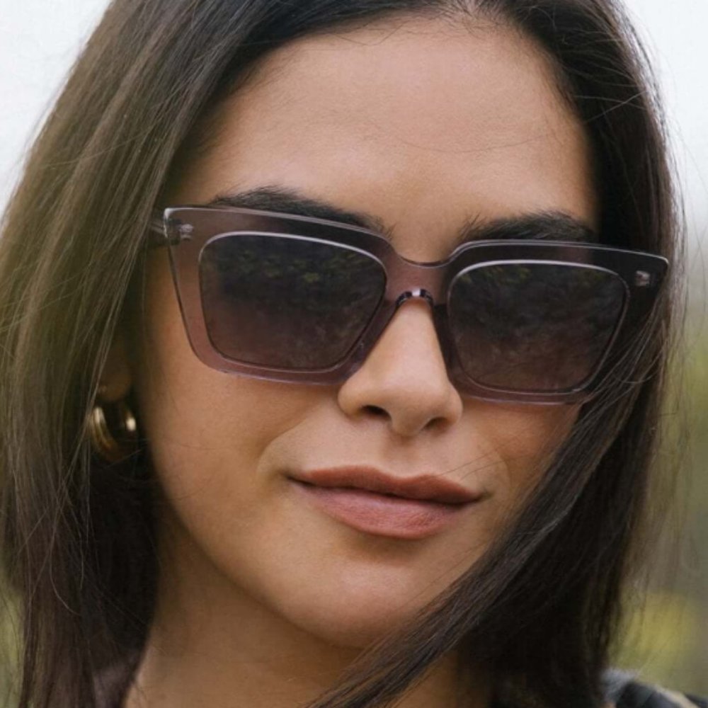 Raen Keera Women's Cat Eye Glasses in Green with brown smoke lens